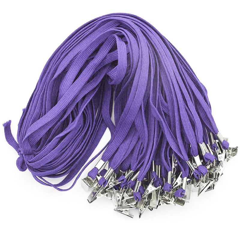 Beebel Purple Lanyard 50PCS 32-Inch Flat Lanyards with Badge Clip (Purple) - Image 1